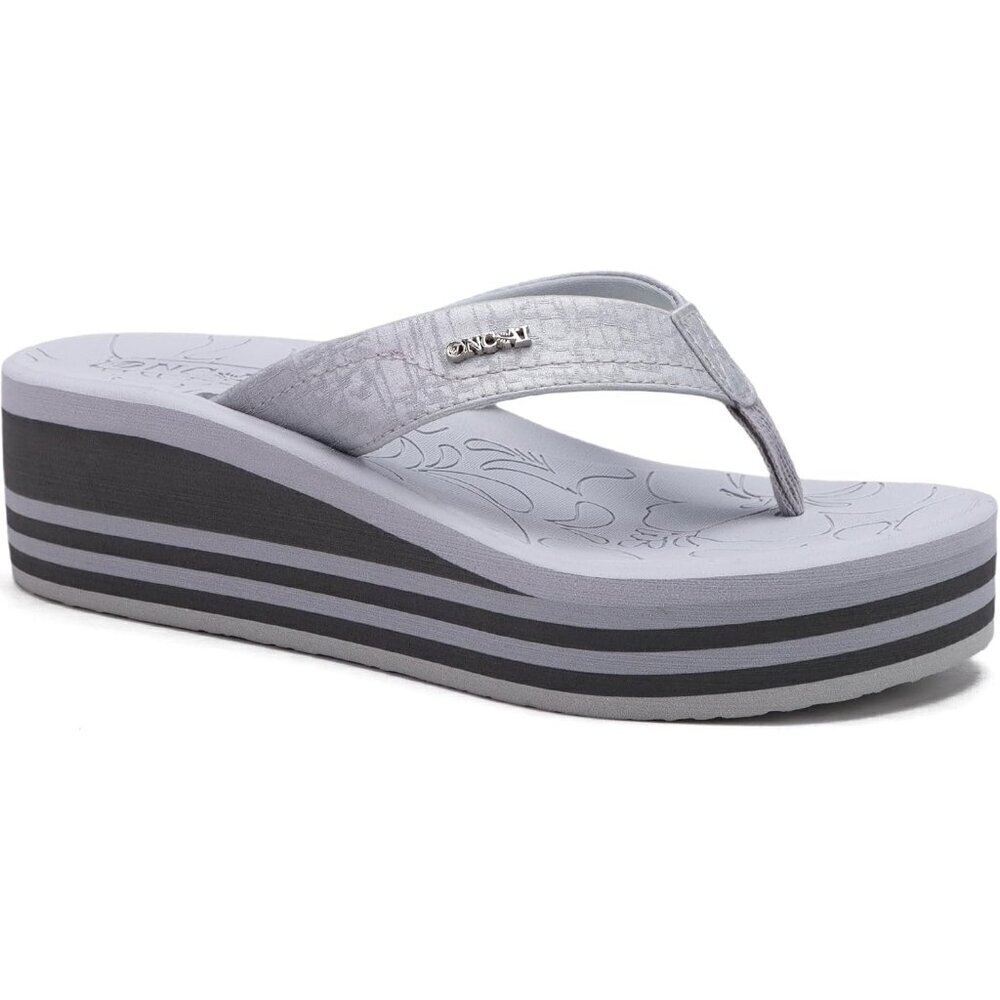 🆕 Grey Vegan Platform Flip Flops Sandals Arch Support Summer Shoes Women’s